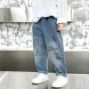 New Spring Autumn Childrens Boys Casual Trousers Foreign Side Pockets Polished Boys Jeans Stretch Versatile Kids Boys Pants