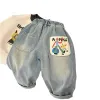 Kids Baby Boys Jeans Anime Pattern Pocket Toddler Boy Denim Pant Elastic Waist Trouser For Children Boys Casual 1-8T Boy Bottoms