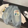 Kids Baby Boys Jeans Anime Pattern Pocket Toddler Boy Denim Pant Elastic Waist Trouser For Children Boys Casual 1-8T Boy Bottoms