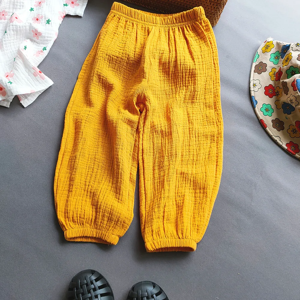 Summer Boys Girls Cotton Linen Pants Casual Baby Kids Loose Harem Pants Girl Breathable Pant Children Clothing