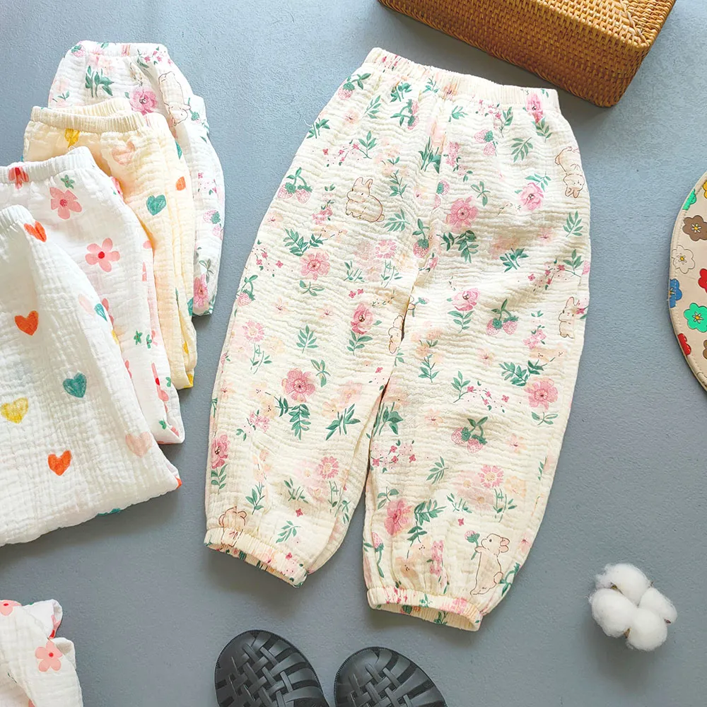 Summer Boys Girls Cotton Linen Pants Casual Baby Kids Loose Harem Pants Girl Breathable Pant Children Clothing