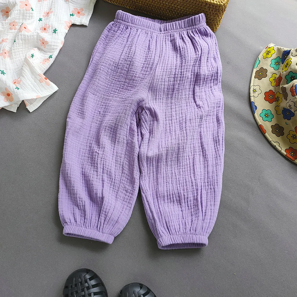 Summer Boys Girls Cotton Linen Pants Casual Baby Kids Loose Harem Pants Girl Breathable Pant Children Clothing