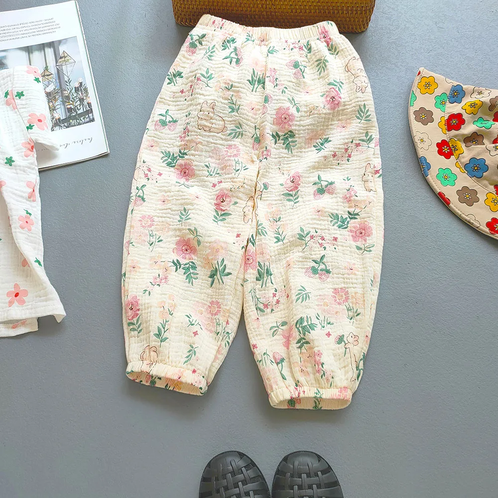 Summer Boys Girls Cotton Linen Pants Casual Baby Kids Loose Harem Pants Girl Breathable Pant Children Clothing