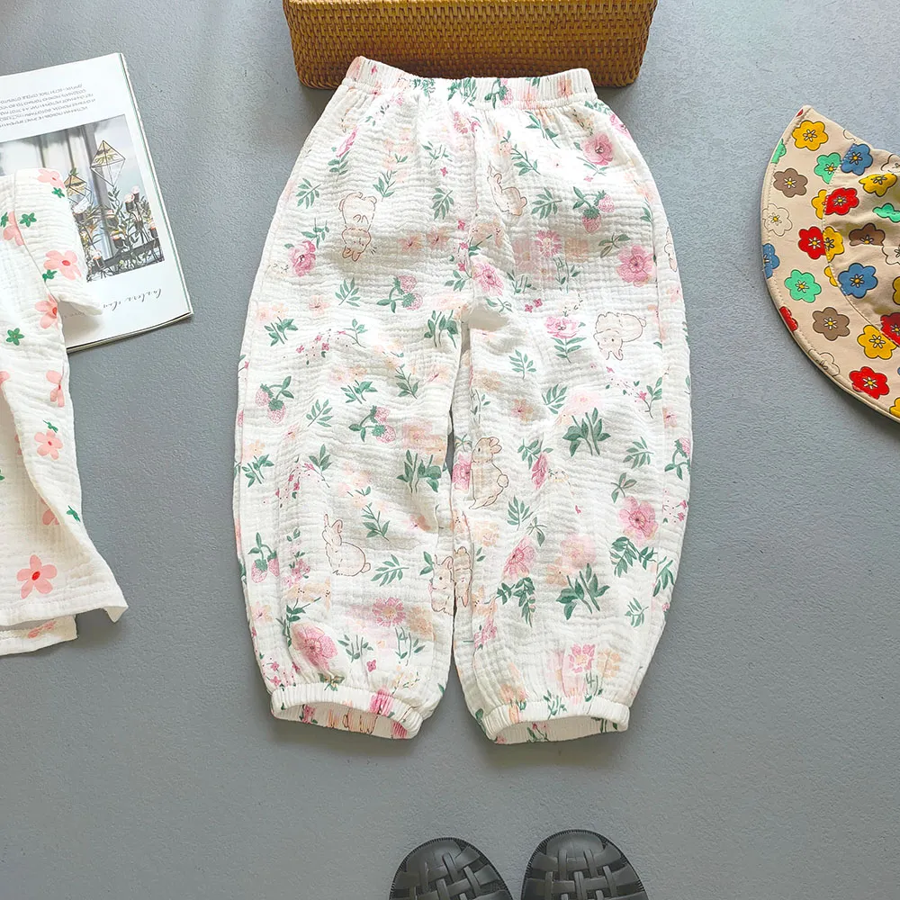 Summer Boys Girls Cotton Linen Pants Casual Baby Kids Loose Harem Pants Girl Breathable Pant Children Clothing