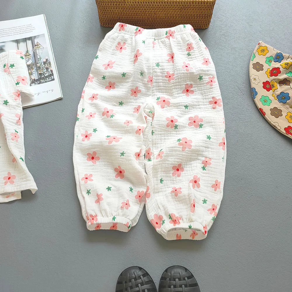 Summer Boys Girls Cotton Linen Pants Casual Baby Kids Loose Harem Pants Girl Breathable Pant Children Clothing