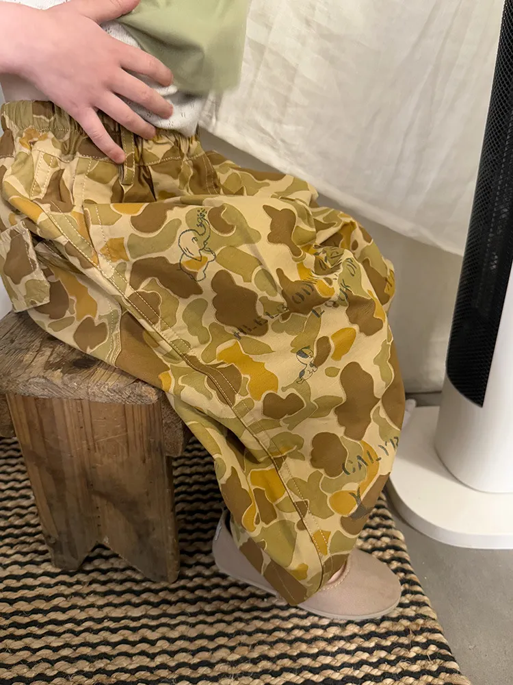 2025 Spring New Children Loose Trousers Cotton Girls Graffiti Camouflage Pants Boys Fashion Casual Pants Kids Clothes