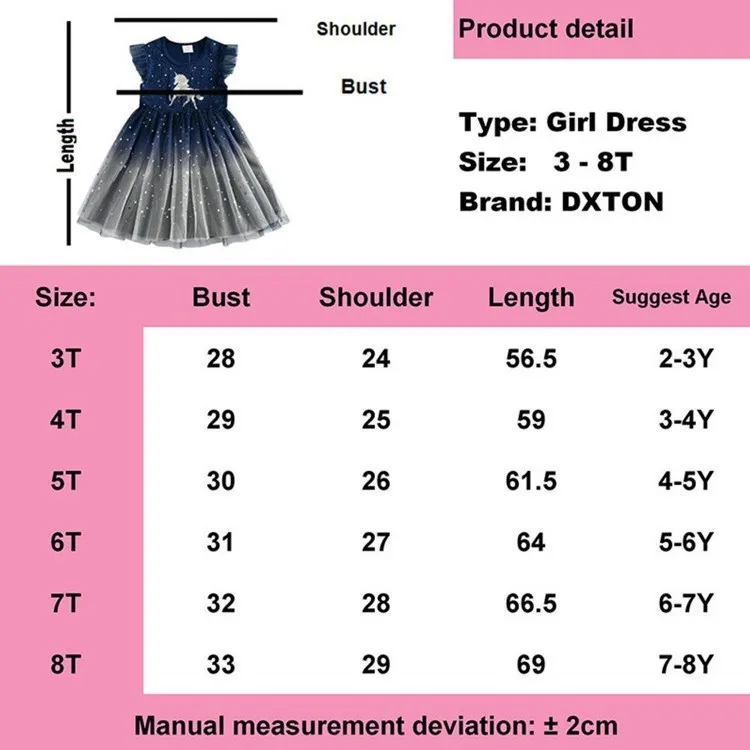2025 New Girls Clothes Summer Princess Dresses Short Sleeve Cotton Kids Dress Unicorn Party Girls Dresses Children Clothing 3-8Y