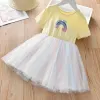 2025 New Girls Clothes Summer Princess Dresses Short Sleeve Cotton Kids Dress Unicorn Party Girls Dresses Children Clothing 3-8Y