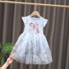 2025 New Girls Clothes Summer Princess Dresses Short Sleeve Cotton Kids Dress Unicorn Party Girls Dresses Children Clothing 3-8Y