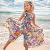 Girls Flower Bohemian Summer Dress ChildKids Girl Beach Dresses Chiffon Dresses Floral Teenager Girl's Clothes 6 8 10 12 14 Year
