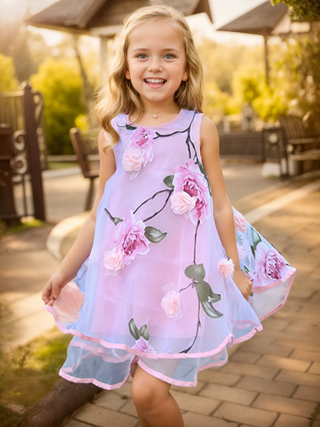 Girls Flower Bohemian Summer Dress ChildKids Girl Beach Dresses Chiffon Dresses Floral Teenager Girl's Clothes 6 8 10 12 14 Year