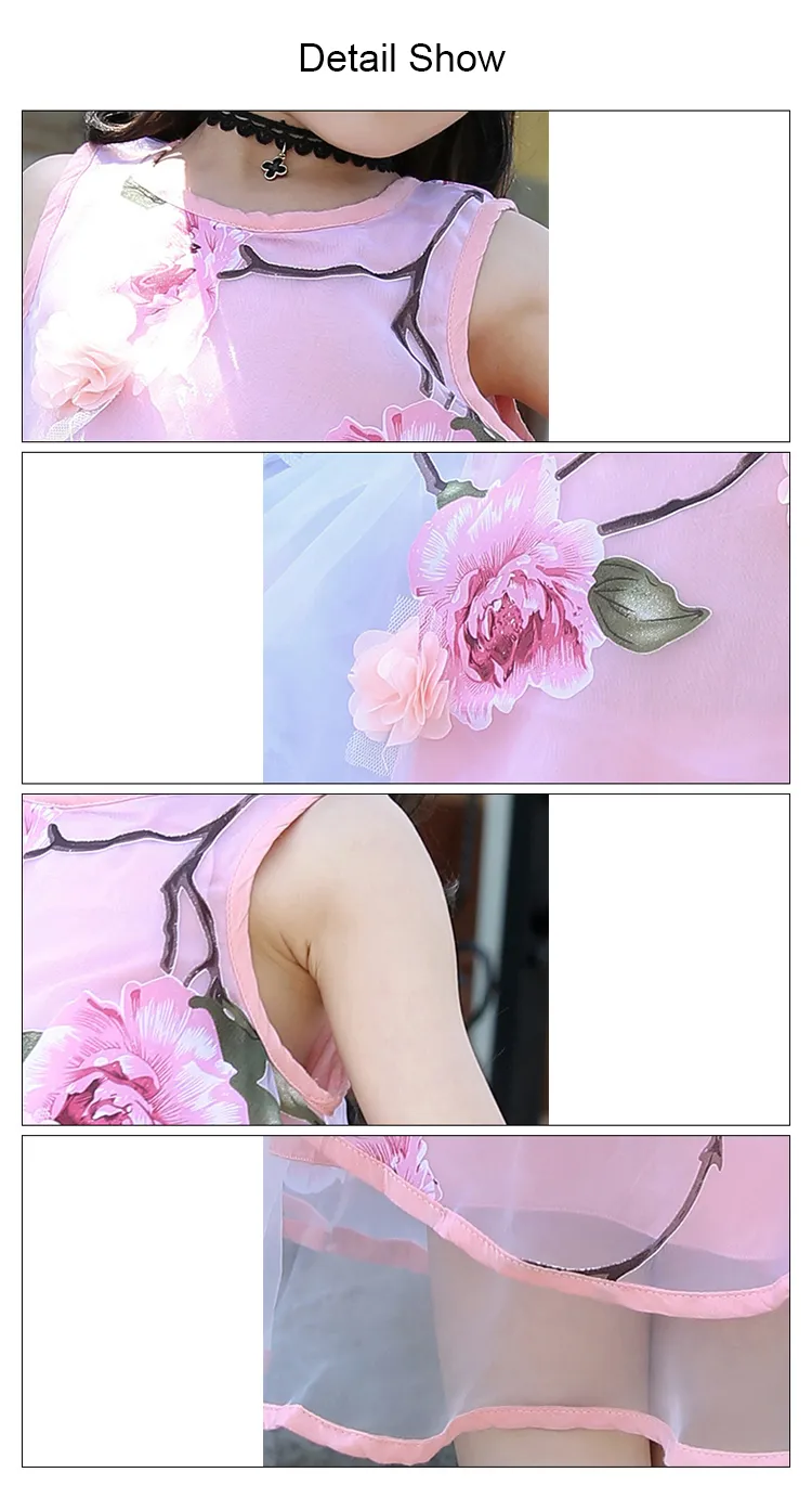 Girls Flower Bohemian Summer Dress ChildKids Girl Beach Dresses Chiffon Dresses Floral Teenager Girl's Clothes 6 8 10 12 14 Year