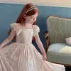 Girls Floral Lace Flying Sleeve Dress 2025 Summer New Girls Sweet Lace Patchwork Dress Girls Forest Style Princess Dress