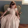 Girls Floral Lace Flying Sleeve Dress 2025 Summer New Girls Sweet Lace Patchwork Dress Girls Forest Style Princess Dress
