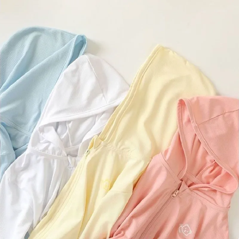 Kids Sun Protection Jackets Clothing Summer Children Outdoor Ice Silk UV Resistant Coats Boy Girl Sunscreen Breathable Outerwear