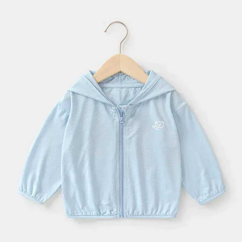 Kids Sun Protection Jackets Clothing Summer Children Outdoor Ice Silk UV Resistant Coats Boy Girl Sunscreen Breathable Outerwear