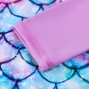 Girls Swimwear One-Piece Swimsuit Boyleg Shorts Long Raglan Sleeve Scale Print Kids Zip Beach Pool Swim Rash Guard Swimming Tops