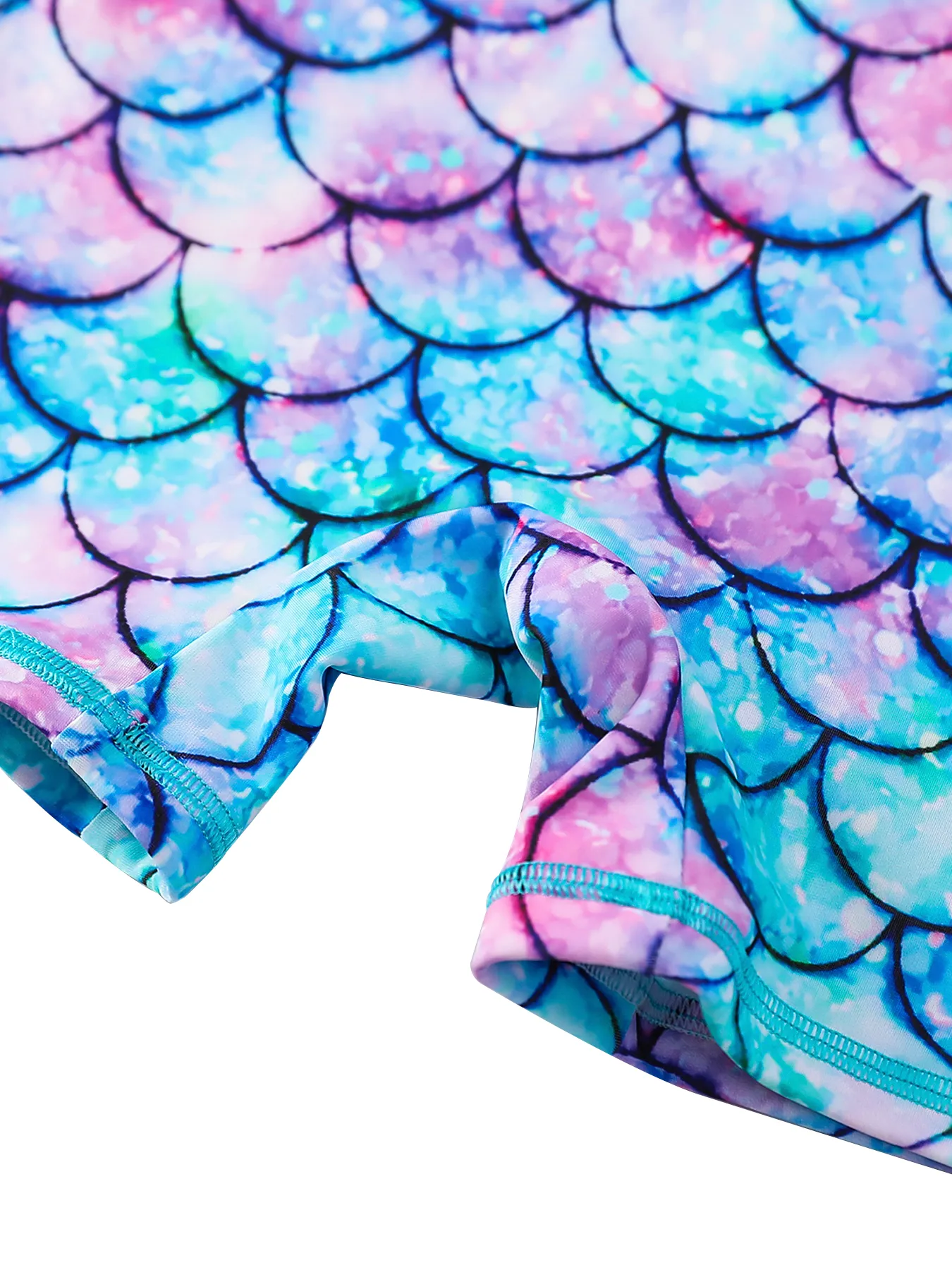 Girls Swimwear One-Piece Swimsuit Boyleg Shorts Long Raglan Sleeve Scale Print Kids Zip Beach Pool Swim Rash Guard Swimming Tops