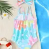 Summer Cute Baby Girls One-Piece Swimsuit With 2-Piece Swimming Pool One-piece Swimsuit For Newborn Girls