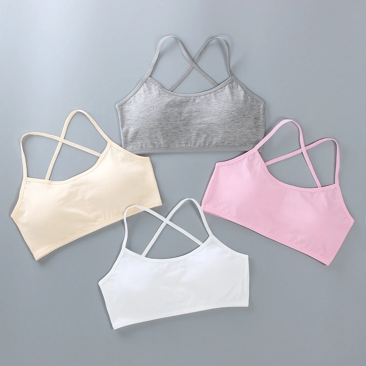 1pc Teenage Girls Tops Underwear Young Children's Maiden Cotton Soft Training Bras Developed Kids Sports Bra Lingeries 8-16Years