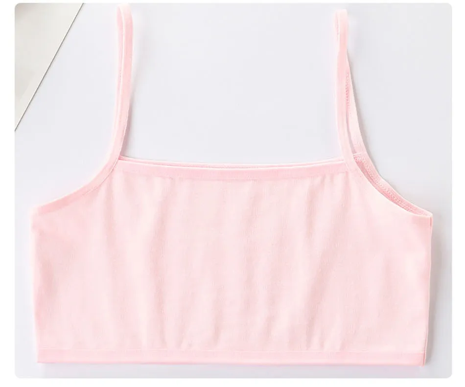 Teen Camisole Children Solid Color Soft Cotton Training Bra Girl Halter Bralette Ideal for Tween Growth Stage Kid Underwear Tops