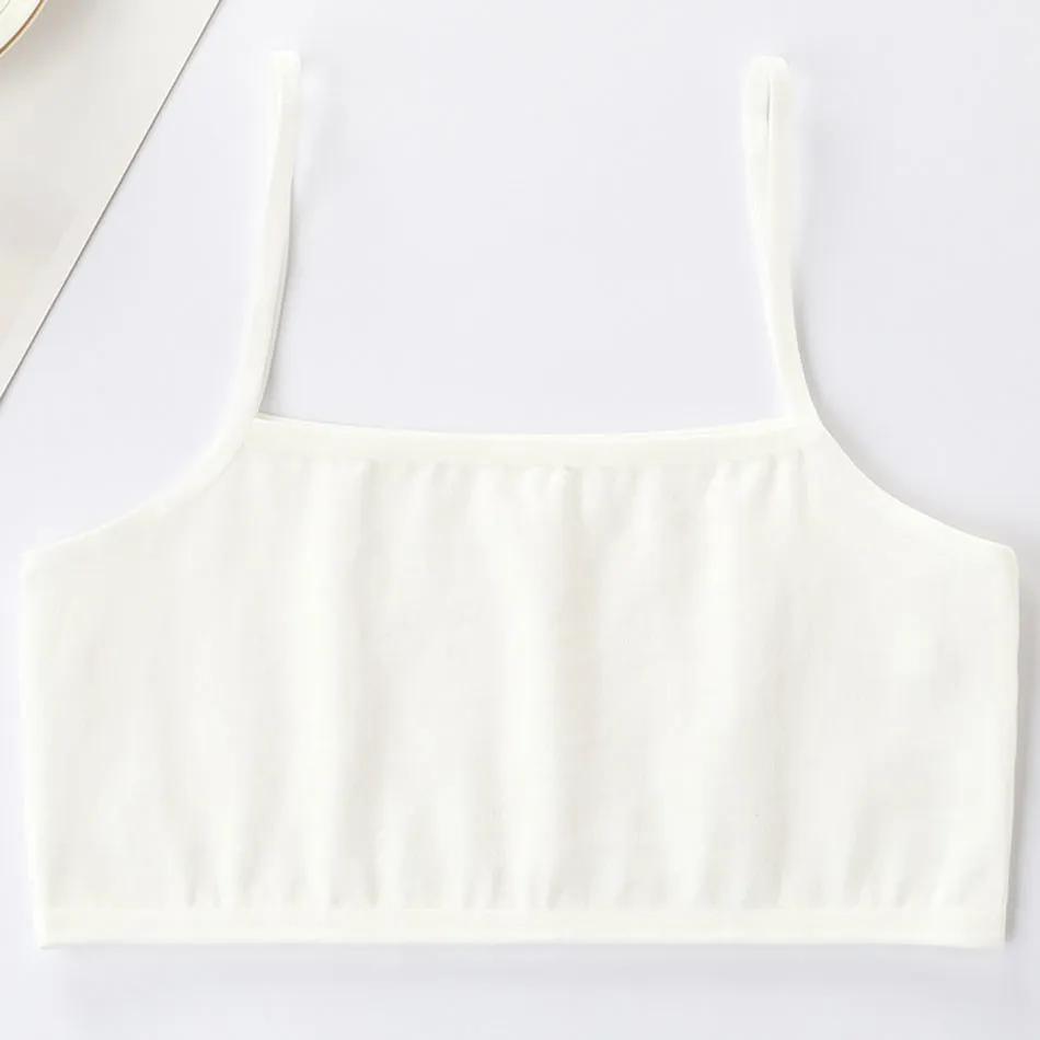Teen Camisole Children Solid Color Soft Cotton Training Bra Girl Halter Bralette Ideal for Tween Growth Stage Kid Underwear Tops