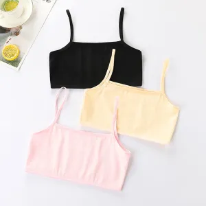 Teen Camisole Children Solid Color Soft Cotton Training Bra Girl Halter Bralette Ideal for Tween Growth Stage Kid Underwear Tops