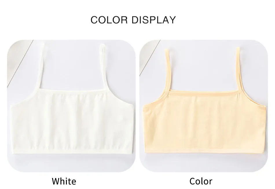 Teen Camisole Children Solid Color Soft Cotton Training Bra Girl Halter Bralette Ideal for Tween Growth Stage Kid Underwear Tops