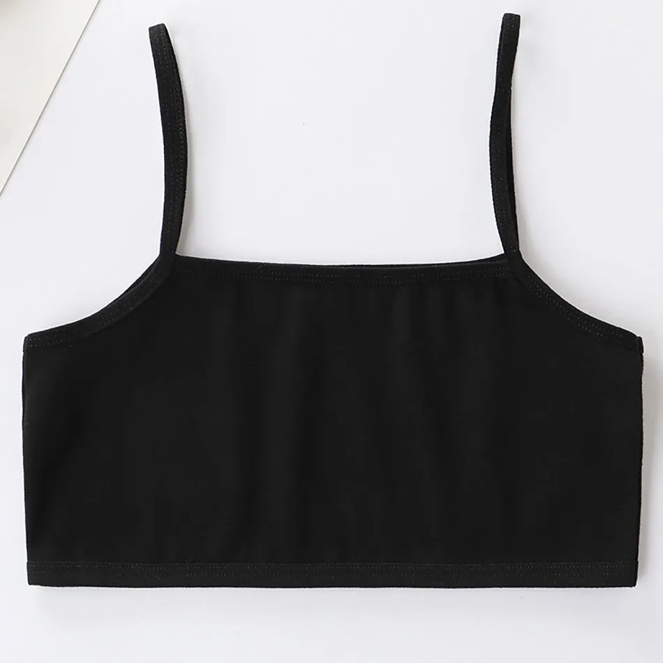 Teen Camisole Children Solid Color Soft Cotton Training Bra Girl Halter Bralette Ideal for Tween Growth Stage Kid Underwear Tops