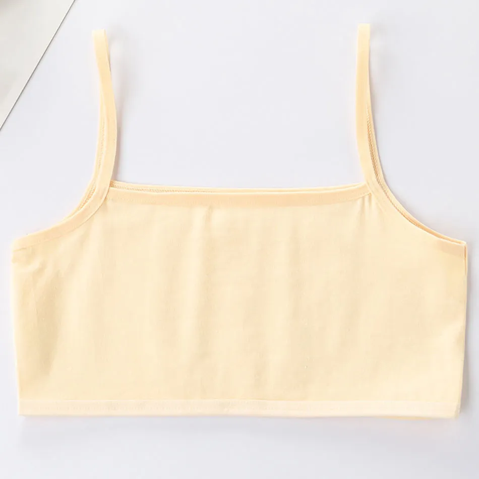 Teen Camisole Children Solid Color Soft Cotton Training Bra Girl Halter Bralette Ideal for Tween Growth Stage Kid Underwear Tops