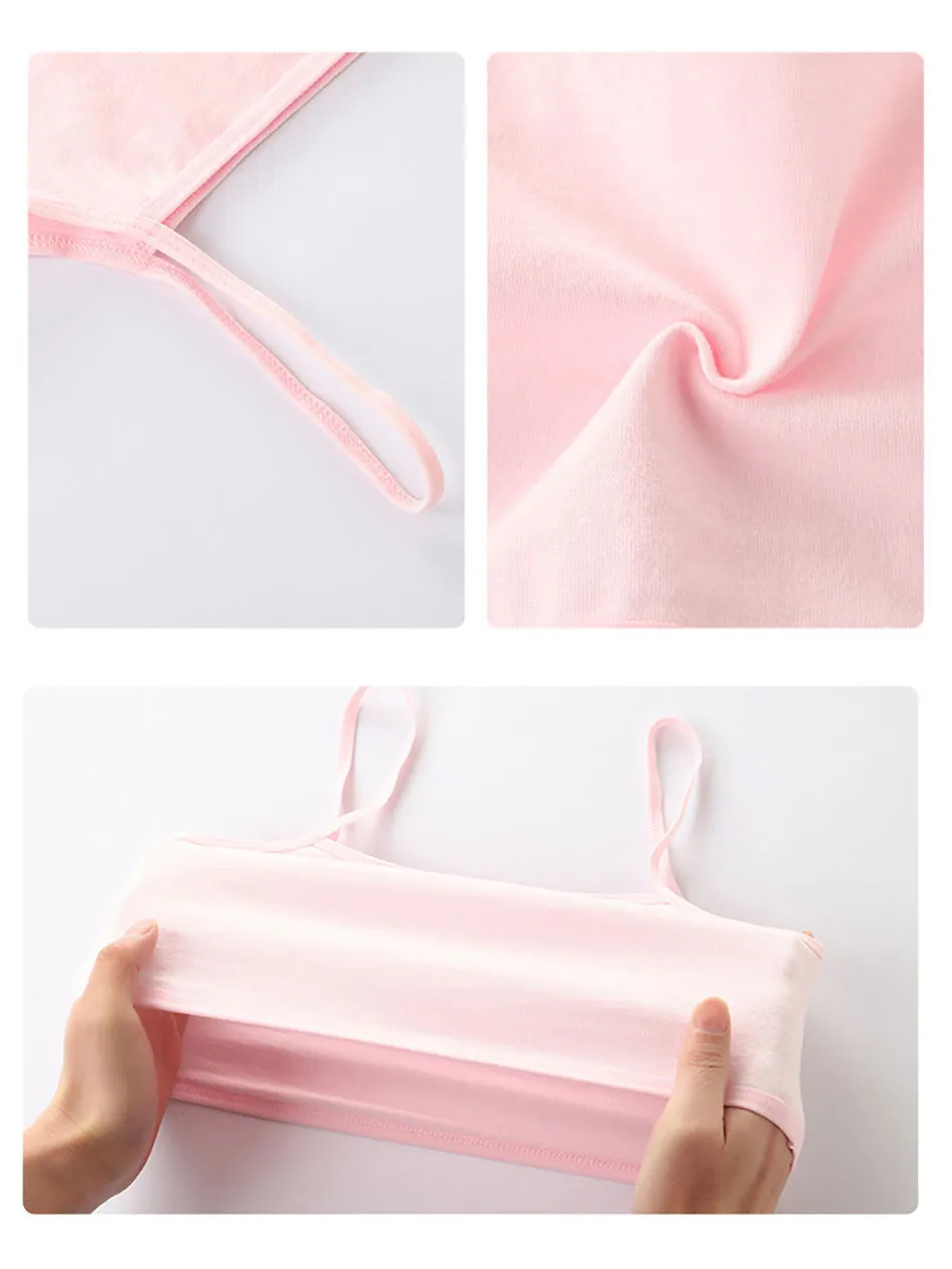 Teen Camisole Children Solid Color Soft Cotton Training Bra Girl Halter Bralette Ideal for Tween Growth Stage Kid Underwear Tops