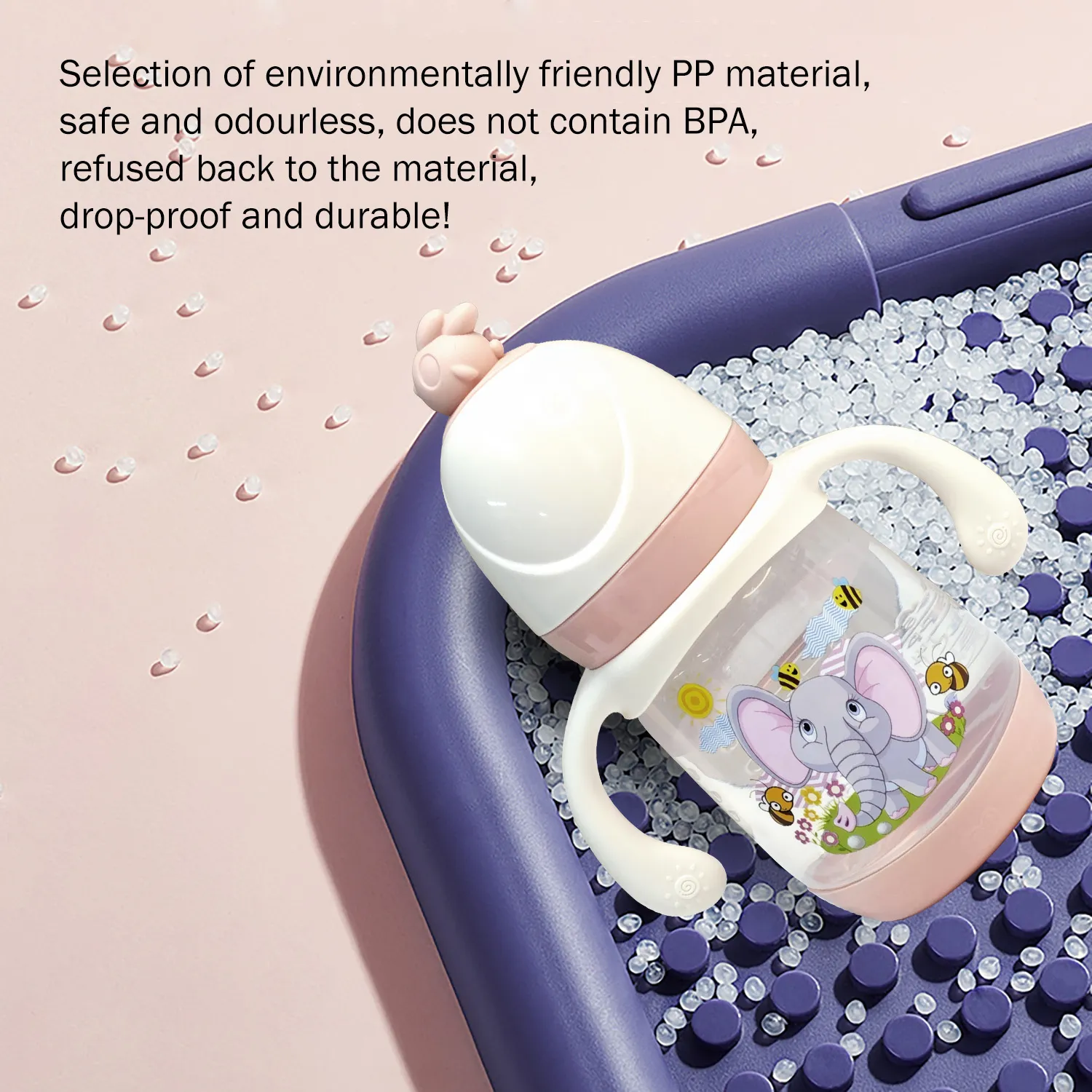 240ml newborn cartoon bottle, BPA-free, cartoon shape baby PP bottle, drop-proof and leak-proof baby feeding bottle