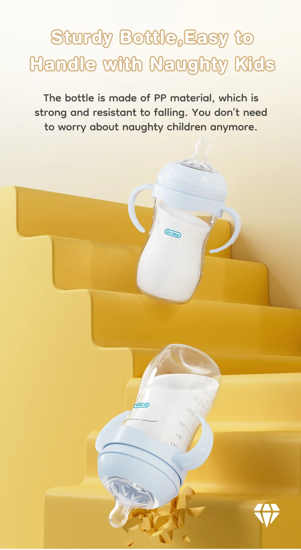 New 1PCS 150/240/330ML Baby PP Bottle Newborn Baby Bottle with Handle Milk BottleFeeding  Baby Bottles Newborn Feeding Supplies