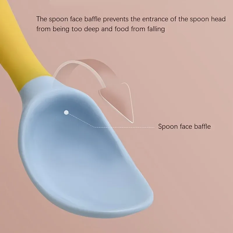 Baby Fork and Spoon Set Bendable Toddler Utensils Soft Silicone Handle Training Tableware Self Feeding Tools for Infants Kids BP