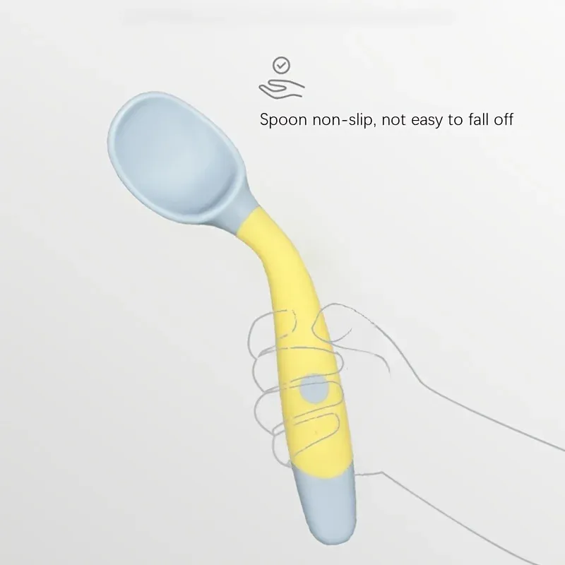 Baby Fork and Spoon Set Bendable Toddler Utensils Soft Silicone Handle Training Tableware Self Feeding Tools for Infants Kids BP