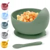 Silicone Baby Bowl Self feeding Training Snail Bowl Infant Anti Drop Sucker Set With Spoon Set Children's Feeding Tableware