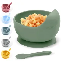 Silicone Baby Bowl Self feeding Training Snail Bowl Infant Anti Drop Sucker Set With Spoon Set Children's Feeding Tableware