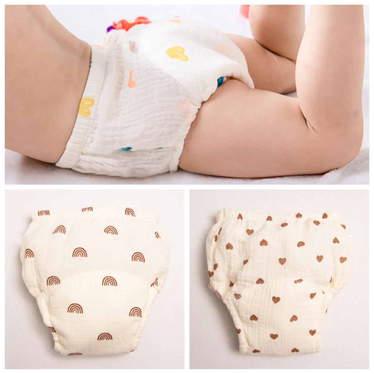 3pc Cotton Gauze Baby Training Pants Girls Boys Summer Breathable Toddler Diaper Pants Reusable Nappies Underwear Baby Diapering