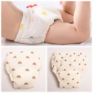 3pc Cotton Gauze Baby Training Pants Girls Boys Summer Breathable Toddler Diaper Pants Reusable Nappies Underwear Baby Diapering