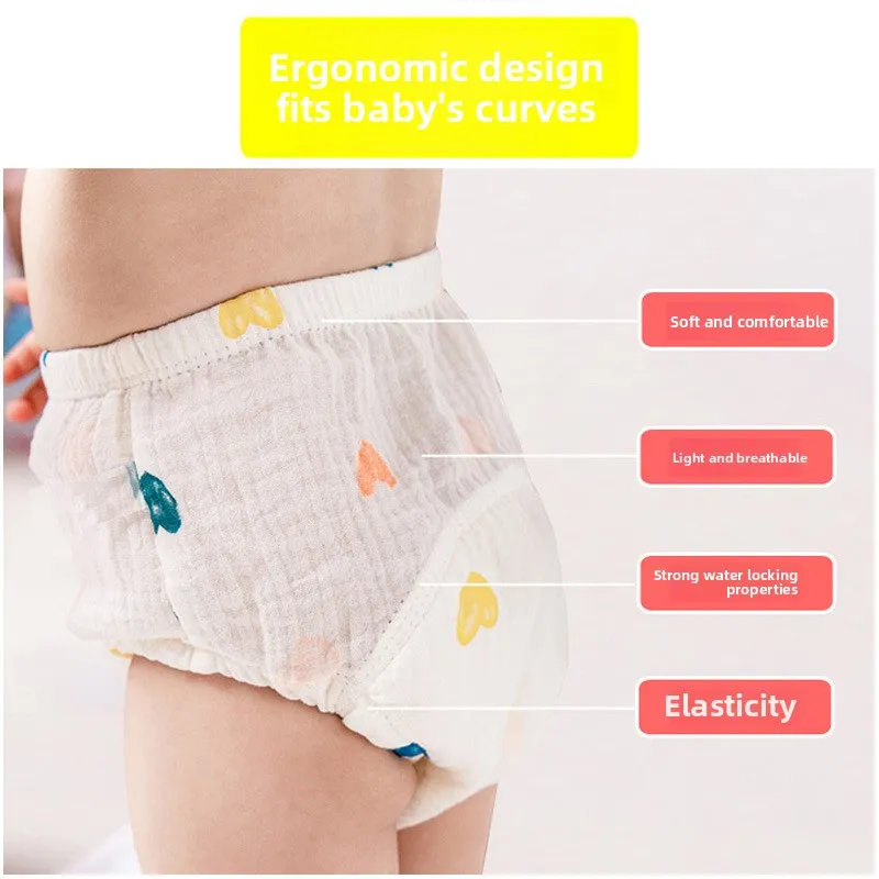 3pc Cotton Gauze Baby Training Pants Girls Boys Summer Breathable Toddler Diaper Pants Reusable Nappies Underwear Baby Diapering