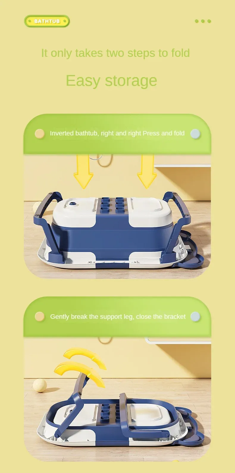 Folding Baby Bath Tub With Thermometer, Suitable For Babies 0-36 Months Old, Portable And Lightweight, Suitable For Outdoor Bath