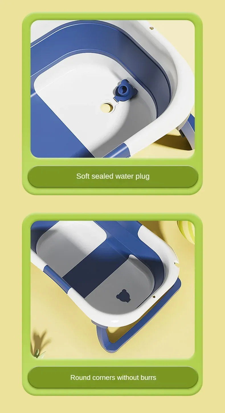 Folding Baby Bath Tub With Thermometer, Suitable For Babies 0-36 Months Old, Portable And Lightweight, Suitable For Outdoor Bath