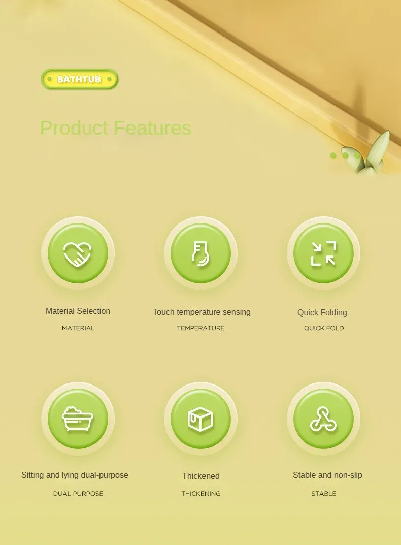 Folding Baby Bath Tub With Thermometer, Suitable For Babies 0-36 Months Old, Portable And Lightweight, Suitable For Outdoor Bath