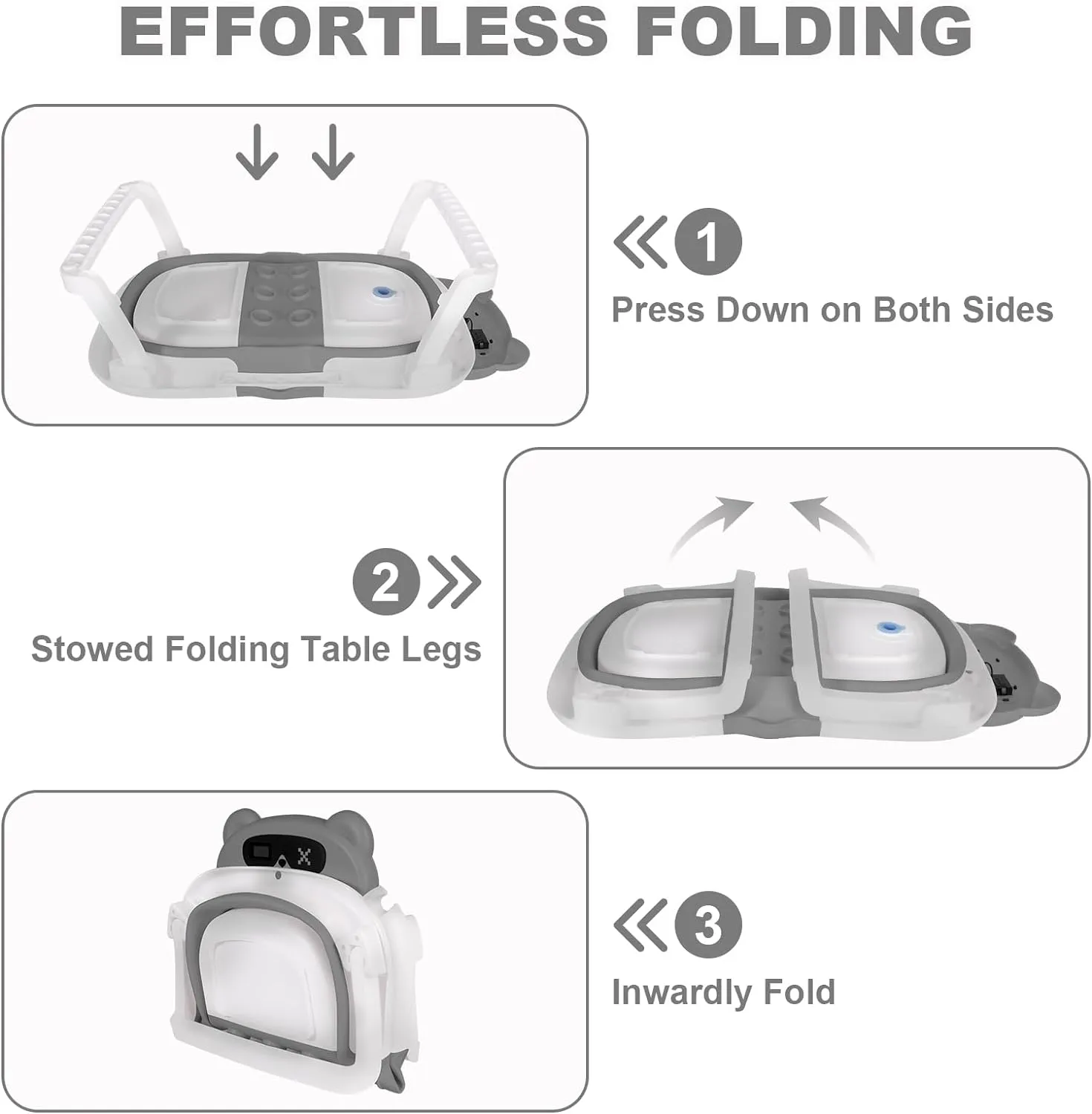 Baby Bath Tub with Bath Cushion Foldable Bathtub with Thermometer Shower Cap Shower Brush for Newborn and Toddler 0-36 Months