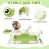 Baby Bath Tub with Bath Cushion Foldable Bathtub with Thermometer Shower Cap Shower Brush for Newborn and Toddler 0-36 Months