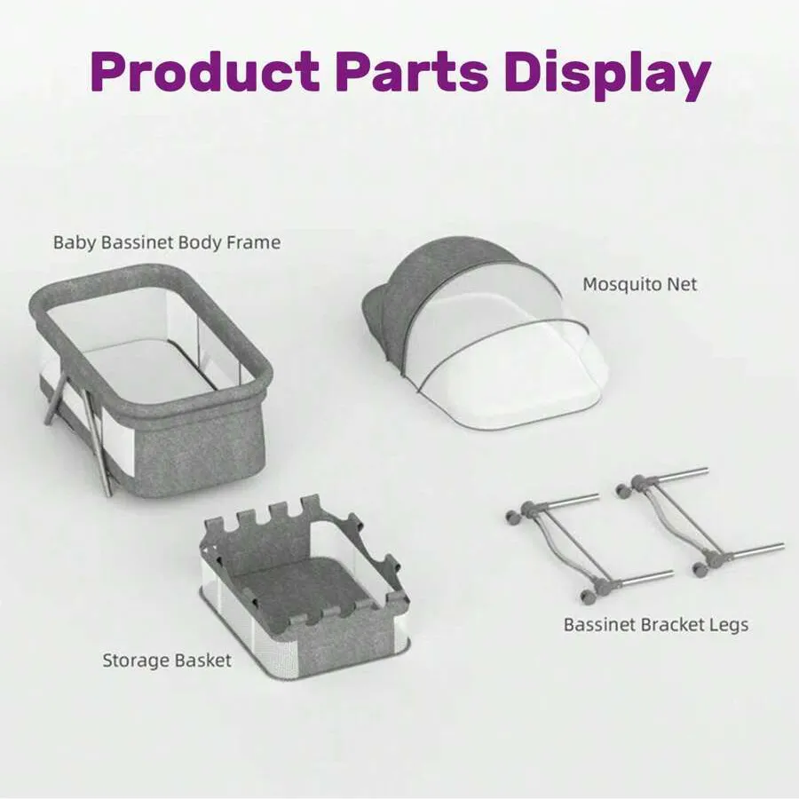 Sejoy 3 in 1 Rocking Crib Baby Bassinet Newborn Beside Sleeper Infant Sleeping Bed Convertible Anti-mosquito Foldable Portable