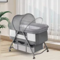 Sejoy 3 in 1 Rocking Crib Baby Bassinet Newborn Beside Sleeper Infant Sleeping Bed Convertible Anti-mosquito Foldable Portable
