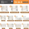 EvoNest 11-in-1 Convertible Baby Crib With Removable Wheels, Washed Natural, 4 Mattress Heights, New Zealand Pinewood, MAMAZING