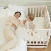EvoNest 11-in-1 Convertible Baby Crib With Removable Wheels, Washed Natural, 4 Mattress Heights, New Zealand Pinewood, MAMAZING