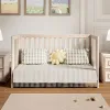 EvoNest 11-in-1 Convertible Baby Crib With Removable Wheels, Washed Natural, 4 Mattress Heights, New Zealand Pinewood, MAMAZING